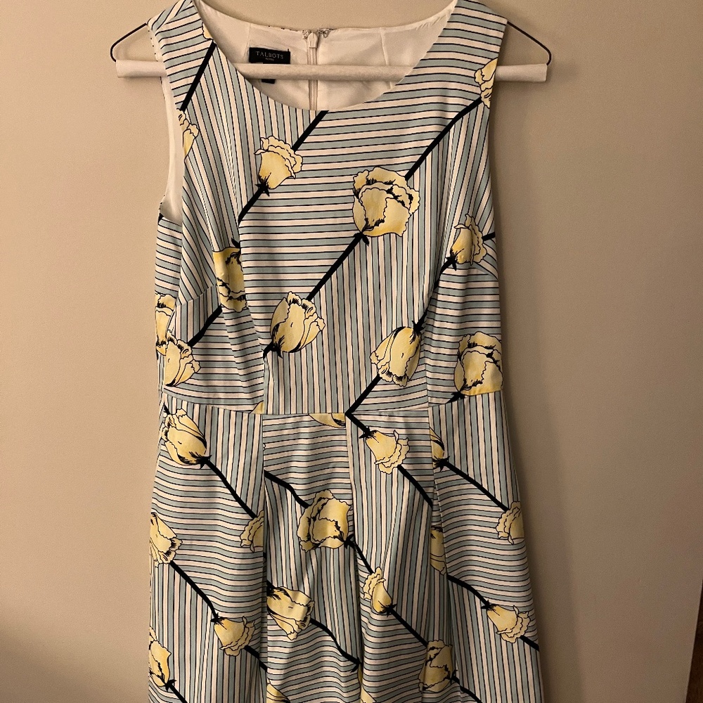 Talbots Flower Striped Sleeveless Dress-4P